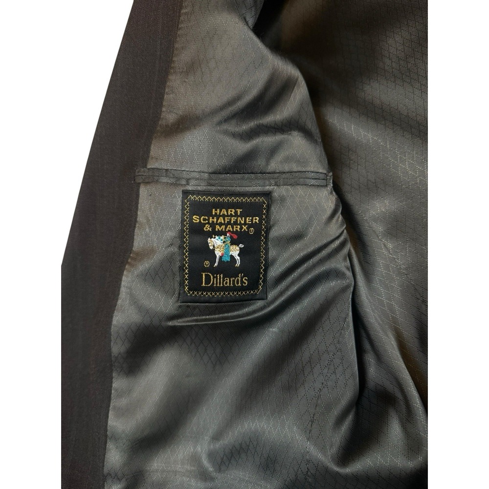 HART SCHAFFNER & MARX Mens 38R Charcoal Pinstripe Wool 2 Button Pleated Suit - Picture 6 of 14